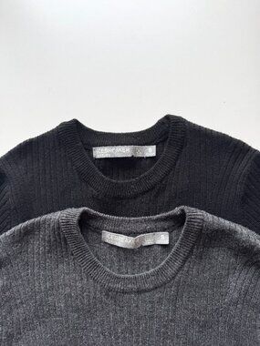 Lot of 2 ICEBREAKER Valley 100% Wool Ribbed Knit Baselayer Slim Sweaters